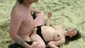Plowing hard alongside shaved amateur