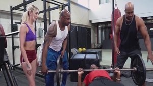 Desperate girl Chloe Temple hardcore orgy gangbang at the gym