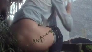 Amateur agrees to voyeur nailing in public