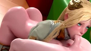 Hentai sex scene in company with big boobs babe