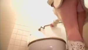 Hottest japanese teen rides a hard dick in the toilet