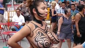 Big boobs girl finds irresistible voyeur loud sex in public