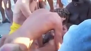 Group sex in public next to nude amateur