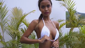 Hard slamming together with wet ebony babe